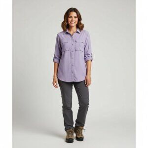 EDDIE BAUER Women’s Travex ButtonDown Shirt Lavender 1X